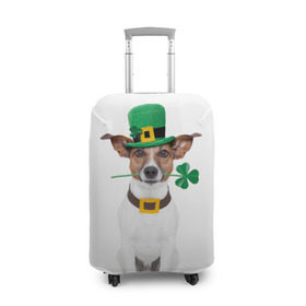 Чехол для чемодана 3D с принтом Ирландия в Новосибирске, 86% полиэфир, 14% спандекс | двустороннее нанесение принта, прорези для ручек и колес | animal | breed | clover | dog | folk | fun | funny | hat | hero | ireland | irish | saint patrick | герой | животное | ирландия | ирландский | клевер | народный | порода | прикол | святой патрик | собака | шляпа | шутка