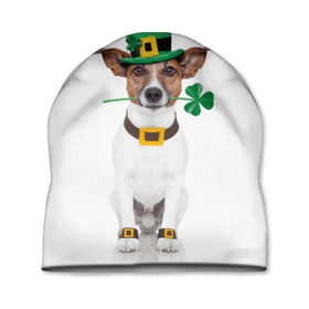 Шапка 3D с принтом Ирландия в Новосибирске, 100% полиэстер | универсальный размер, печать по всей поверхности изделия | animal | breed | clover | dog | folk | fun | funny | hat | hero | ireland | irish | saint patrick | герой | животное | ирландия | ирландский | клевер | народный | порода | прикол | святой патрик | собака | шляпа | шутка