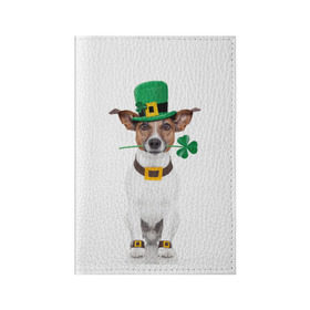 Обложка для паспорта матовая кожа с принтом Ирландия в Новосибирске, натуральная матовая кожа | размер 19,3 х 13,7 см; прозрачные пластиковые крепления | Тематика изображения на принте: animal | breed | clover | dog | folk | fun | funny | hat | hero | ireland | irish | saint patrick | герой | животное | ирландия | ирландский | клевер | народный | порода | прикол | святой патрик | собака | шляпа | шутка