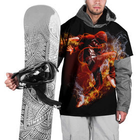 Накидка на куртку 3D с принтом Огненный танец в Новосибирске, 100% полиэстер |  | background | black | dance | dancer | energy | fire | flame | flying | male | мужчина | огненный | пламя | полет | танец | танцор | фон | черный | энергия