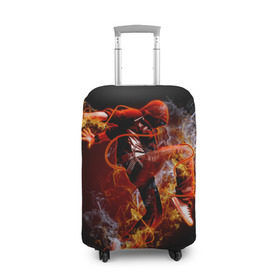 Чехол для чемодана 3D с принтом Огненный танец в Новосибирске, 86% полиэфир, 14% спандекс | двустороннее нанесение принта, прорези для ручек и колес | background | black | dance | dancer | energy | fire | flame | flying | male | мужчина | огненный | пламя | полет | танец | танцор | фон | черный | энергия