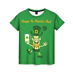 Женская футболка 3D с принтом Ирландия в Новосибирске, 100% полиэфир ( синтетическое хлопкоподобное полотно) | прямой крой, круглый вырез горловины, длина до линии бедер | irish | st. patricks day | зеленый | ирландец | лепрекон