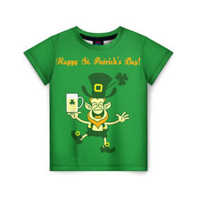 Детская футболка 3D с принтом Ирландия в Новосибирске, 100% гипоаллергенный полиэфир | прямой крой, круглый вырез горловины, длина до линии бедер, чуть спущенное плечо, ткань немного тянется | irish | st. patricks day | зеленый | ирландец | лепрекон