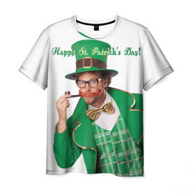 Мужская футболка 3D с принтом Ирландия в Новосибирске, 100% полиэфир | прямой крой, круглый вырез горловины, длина до линии бедер | Тематика изображения на принте: irish | st. patricks day | зеленый | ирландец | лепрекон