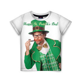 Детская футболка 3D с принтом Ирландия в Новосибирске, 100% гипоаллергенный полиэфир | прямой крой, круглый вырез горловины, длина до линии бедер, чуть спущенное плечо, ткань немного тянется | irish | st. patricks day | зеленый | ирландец | лепрекон