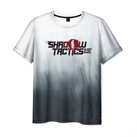 Мужская футболка 3D с принтом Shadow Tactics в Новосибирске, 100% полиэфир | прямой крой, круглый вырез горловины, длина до линии бедер | Тематика изображения на принте: shogun | игра | меч | самурай | сегун | япония