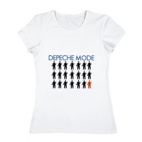 Женская футболка хлопок с принтом Depeche Mode в Новосибирске, 100% хлопок | прямой крой, круглый вырез горловины, длина до линии бедер, слегка спущенное плечо | дипиш | мод | рок