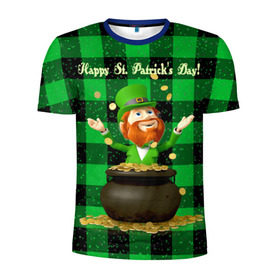 Мужская футболка 3D спортивная с принтом Ирландия в Новосибирске, 100% полиэстер с улучшенными характеристиками | приталенный силуэт, круглая горловина, широкие плечи, сужается к линии бедра | irish | st. patricks day | зеленый | ирландец | лепрекон