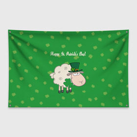Флаг-баннер с принтом Ирландия в Новосибирске, 100% полиэстер | размер 67 х 109 см, плотность ткани — 95 г/м2; по краям флага есть четыре люверса для крепления | irish | sheep | st. patricks day | зеленый | ирландец | лепрекон | оваечка | овца