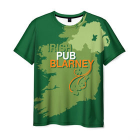 Мужская футболка 3D с принтом Irish pub Blarney в Новосибирске, 100% полиэфир | прямой крой, круглый вырез горловины, длина до линии бедер | Тематика изображения на принте: bar | blarney | ireland | irish | map | pub | wasps | бар | ирландия | ирландский | карта | остров