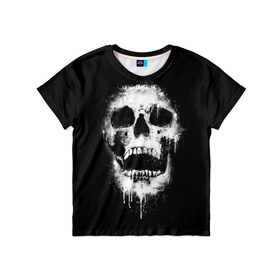 Детская футболка 3D с принтом Evil Skull в Новосибирске, 100% гипоаллергенный полиэфир | прямой крой, круглый вырез горловины, длина до линии бедер, чуть спущенное плечо, ткань немного тянется | Тематика изображения на принте: bone | dark | death | evil | hipster | skelet | skull | кости | скелет | темнота | хипстер | череп