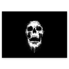 Поздравительная открытка с принтом Evil Skull в Новосибирске, 100% бумага | плотность бумаги 280 г/м2, матовая, на обратной стороне линовка и место для марки
 | bone | dark | death | evil | hipster | skelet | skull | кости | скелет | темнота | хипстер | череп