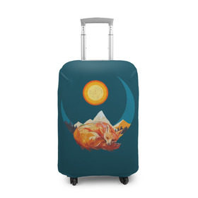 Чехол для чемодана 3D с принтом Лиса под солнцем в Новосибирске, 86% полиэфир, 14% спандекс | двустороннее нанесение принта, прорези для ручек и колес | animal | beast | fox | heart | love | orange | животное | зверь | лис | лиса | личиска | любовь | природа | рыжая | сердце | солнце