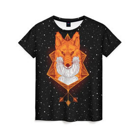 Женская футболка 3D с принтом Огненный лис в Новосибирске, 100% полиэфир ( синтетическое хлопкоподобное полотно) | прямой крой, круглый вырез горловины, длина до линии бедер | animal | beast | fox | heart | love | orange | животное | зверь | лис | лиса | личиска | любовь | огонь | пламя | рыжая | сердце