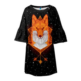 Детское платье 3D с принтом Огненный лис в Новосибирске, 100% полиэстер | прямой силуэт, чуть расширенный к низу. Круглая горловина, на рукавах — воланы | animal | beast | fox | heart | love | orange | животное | зверь | лис | лиса | личиска | любовь | огонь | пламя | рыжая | сердце
