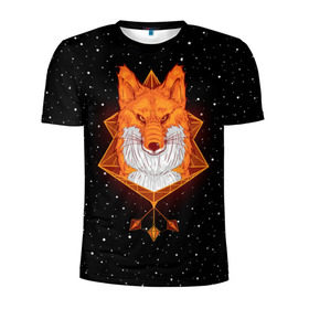 Мужская футболка 3D спортивная с принтом Огненный лис в Новосибирске, 100% полиэстер с улучшенными характеристиками | приталенный силуэт, круглая горловина, широкие плечи, сужается к линии бедра | animal | beast | fox | heart | love | orange | животное | зверь | лис | лиса | личиска | любовь | огонь | пламя | рыжая | сердце