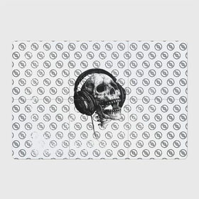 Магнитный плакат 3Х2 с принтом Череп меломана в Новосибирске, Полимерный материал с магнитным слоем | 6 деталей размером 9*9 см | bone | dark | death | dubstep | electro | evil | hipster | metal | music | rock | skelet | skull | дабстеп | кости | меломан | метал | музыка | наушники | рок | скелет | хипстер | череп