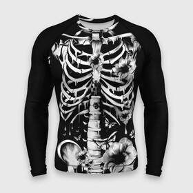 Мужской рашгард 3D с принтом Floral Skeleton в Новосибирске,  |  | art | bone | dark | death | fashion | flower | hipster | skelet | skull | арт | грудь | кости | мода | ребра | скелет | стиль | темный | хипстер | цвет | череп