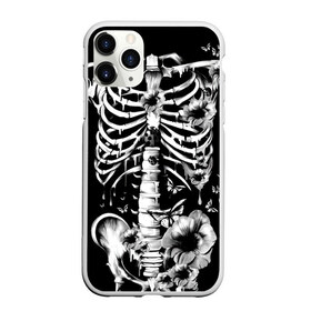 Чехол для iPhone 11 Pro Max матовый с принтом Floral Skeleton в Новосибирске, Силикон |  | art | bone | dark | death | fashion | flower | hipster | skelet | skull | арт | грудь | кости | мода | ребра | скелет | стиль | темный | хипстер | цвет | череп