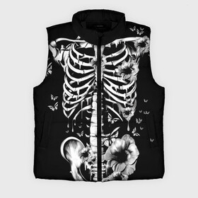 Мужской жилет утепленный 3D с принтом Floral Skeleton в Новосибирске,  |  | art | bone | dark | death | fashion | flower | hipster | skelet | skull | арт | грудь | кости | мода | ребра | скелет | стиль | темный | хипстер | цвет | череп