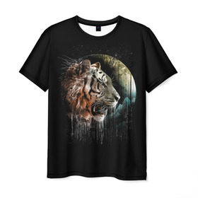 Мужская футболка 3D с принтом Космический тигр в Новосибирске, 100% полиэфир | прямой крой, круглый вырез горловины, длина до линии бедер | Тематика изображения на принте: animal | beast | cat | cosmic | galaxy | meow | moon | planet | roar | space | tiger | галактика | животное | зверь | космос | кот | кошка | луна | мяу | планета | рык | тигр | ярость