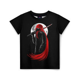 Детская футболка 3D с принтом Лунный убийца в Новосибирске, 100% гипоаллергенный полиэфир | прямой крой, круглый вырез горловины, длина до линии бедер, чуть спущенное плечо, ткань немного тянется | Тематика изображения на принте: moon | ninja | warrior | воин | звезды | луна | ниндзя