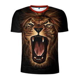 Мужская футболка 3D спортивная с принтом Львиный рык в Новосибирске, 100% полиэстер с улучшенными характеристиками | приталенный силуэт, круглая горловина, широкие плечи, сужается к линии бедра | animal | beast | cat | feline | king | lion | meow | pussy | rage | roar | животное | зверь | король | кот | кошка | лев | львица | мяу | рык | хищник | царь | ярость