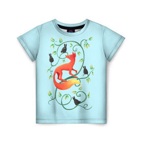 Детская футболка 3D с принтом Милая лисичка в Новосибирске, 100% гипоаллергенный полиэфир | прямой крой, круглый вырез горловины, длина до линии бедер, чуть спущенное плечо, ткань немного тянется | animal | beast | fox | heart | love | orange | животное | зверь | лис | лиса | личиска | любовь | птица | птицы | птичка | рыжая | сердце