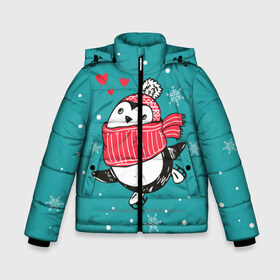 Зимняя куртка для мальчиков 3D с принтом Пингвинчик на коньках в Новосибирске, ткань верха — 100% полиэстер; подклад — 100% полиэстер, утеплитель — 100% полиэстер | длина ниже бедра, удлиненная спинка, воротник стойка и отстегивающийся капюшон. Есть боковые карманы с листочкой на кнопках, утяжки по низу изделия и внутренний карман на молнии. 

Предусмотрены светоотражающий принт на спинке, радужный светоотражающий элемент на пуллере молнии и на резинке для утяжки | Тематика изображения на принте: 14 февраля | день святого валентина | зима | пингвин | снег | снежинки