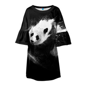 Детское платье 3D с принтом Молочная панда в Новосибирске, 100% полиэстер | прямой силуэт, чуть расширенный к низу. Круглая горловина, на рукавах — воланы | Тематика изображения на принте: animal | bear | beast | milk | nature | panda | животное | зверь | медведь | молоко | панда | природа