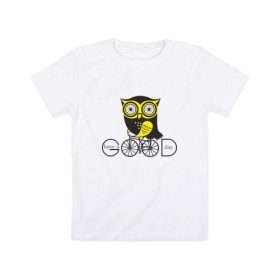 Детская футболка хлопок с принтом Owl. Сова. Have a good day! в Новосибирске, 100% хлопок | круглый вырез горловины, полуприлегающий силуэт, длина до линии бедер | owl | сова | совушка