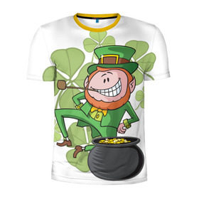 Мужская футболка 3D спортивная с принтом Ирландия в Новосибирске, 100% полиэстер с улучшенными характеристиками | приталенный силуэт, круглая горловина, широкие плечи, сужается к линии бедра | Тематика изображения на принте: clover | gold | green | irish | money | st. patrick | деньги | зелёный | золото | ирландская | клевер | лепрекон