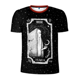 Мужская футболка 3D спортивная с принтом Ночная магия в Новосибирске, 100% полиэстер с улучшенными характеристиками | приталенный силуэт, круглая горловина, широкие плечи, сужается к линии бедра | Тематика изображения на принте: black | cosmic | dark | hipster | luna | magic | moon | nature | space | star | witch | волшебник | волшебство | звезды | колдовство | колдун | космос | луна | магия | природа | темный | хипстер