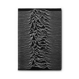 Обложка для автодокументов с принтом Joy Division. Unknown Pleasures в Новосибирске, натуральная кожа |  размер 19,9*13 см; внутри 4 больших “конверта” для документов и один маленький отдел — туда идеально встанут права | Тематика изображения на принте: joy division | альбом | волны | горы | линии | обложка | панк | рок