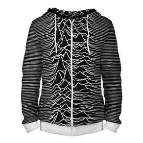 Мужская толстовка 3D на молнии с принтом Joy Division. Unknown Pleasures в Новосибирске, 100% полиэстер | длина до линии бедра, манжеты и пояс оформлены мягкой тканевой резинкой, двухслойный капюшон со шнурком для регулировки, спереди молния, по бокам два кармана | joy division | альбом | волны | горы | линии | обложка | панк | рок