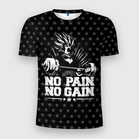 Мужская футболка 3D спортивная с принтом No Pain No Gain в Новосибирске, 100% полиэстер с улучшенными характеристиками | приталенный силуэт, круглая горловина, широкие плечи, сужается к линии бедра | 