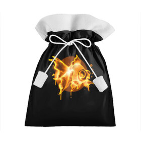 Подарочный 3D мешок с принтом Золотая рыбка в Новосибирске, 100% полиэстер | Размер: 29*39 см | Тематика изображения на принте: агрессивные | арт | веселые | дыым | интересные | новинки | огонь | пламя | популярное | узор