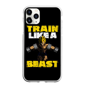Чехол для iPhone 11 Pro матовый с принтом Train Like a Beast в Новосибирске, Силикон |  | dragon ball | strong | workout | воркаут | драгон бол