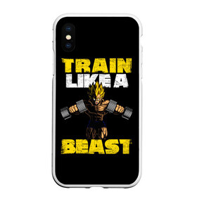 Чехол для iPhone XS Max матовый с принтом Train Like a Beast в Новосибирске, Силикон | Область печати: задняя сторона чехла, без боковых панелей | dragon ball | strong | workout | воркаут | драгон бол