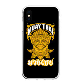 Чехол для iPhone XS Max матовый с принтом Muay Thai Fighter в Новосибирске, Силикон | Область печати: задняя сторона чехла, без боковых панелей | Тематика изображения на принте: boxing | combat | fight | fighter | kickboxing | muay thai | wrestling | боец | бой | бокс | боксер | драка | кикбоксинг | май тай