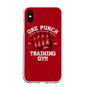 Чехол для iPhone XS Max матовый с принтом One Punch Gym в Новосибирске, Силикон | Область печати: задняя сторона чехла, без боковых панелей | boxing | combat | fight | fighter | kickboxing | muay thai | wrestling | боец | бой | бокс | боксер | драка | кикбоксинг | май тай