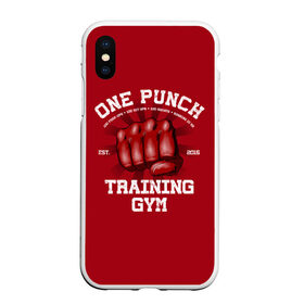 Чехол для iPhone XS Max матовый с принтом One Punch Gym в Новосибирске, Силикон | Область печати: задняя сторона чехла, без боковых панелей | Тематика изображения на принте: boxing | combat | fight | fighter | kickboxing | muay thai | wrestling | боец | бой | бокс | боксер | драка | кикбоксинг | май тай