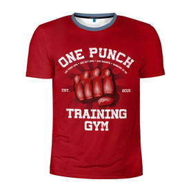 Мужская футболка 3D спортивная с принтом One Punch Gym в Новосибирске, 100% полиэстер с улучшенными характеристиками | приталенный силуэт, круглая горловина, широкие плечи, сужается к линии бедра | boxing | combat | fight | fighter | kickboxing | muay thai | wrestling | боец | бой | бокс | боксер | драка | кикбоксинг | май тай