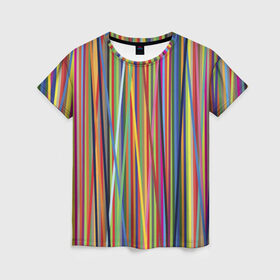 Женская футболка 3D с принтом Тест принтера в Новосибирске, 100% полиэфир ( синтетическое хлопкоподобное полотно) | прямой крой, круглый вырез горловины, длина до линии бедер | полоски | цвета