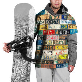 Накидка на куртку 3D с принтом Автомобильные номера мира в Новосибирске, 100% полиэстер |  | art | collage | country | number | retro | road | world | автомобильные | искусство | коллаж | мир | номера | ретро | страны