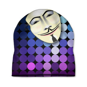 Шапка 3D с принтом Анонимус в Новосибирске, 100% полиэстер | универсальный размер, печать по всей поверхности изделия | anonymous | www | интернет | маска | свобода | хакер