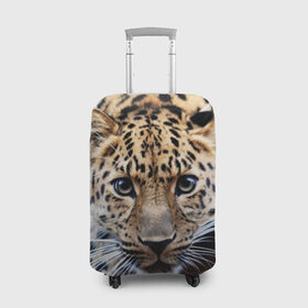 Чехол для чемодана 3D с принтом Леопард в Новосибирске, 86% полиэфир, 14% спандекс | двустороннее нанесение принта, прорези для ручек и колес | взгляд | глаза | дикая кошка | леопард | хищник
