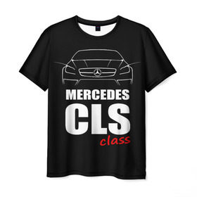 Мужская футболка 3D с принтом Mercedes CLS Class в Новосибирске, 100% полиэфир | прямой крой, круглый вырез горловины, длина до линии бедер | mercedes benz | mercedes cls 63 amg | авто | автомобиль | машина | мерседес | тачка