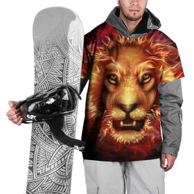 Накидка на куртку 3D с принтом Огненный лев в Новосибирске, 100% полиэстер |  | animal | fire | flame | head | lion | look | predator | взгляд | голова | животное | лев | огненный | огонь | пламя | хищник
