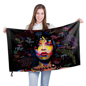 Флаг 3D с принтом Ямайка, девушка в Новосибирске, 100% полиэстер | плотность ткани — 95 г/м2, размер — 67 х 109 см. Принт наносится с одной стороны | девушка | портрет | ямайка | яркий